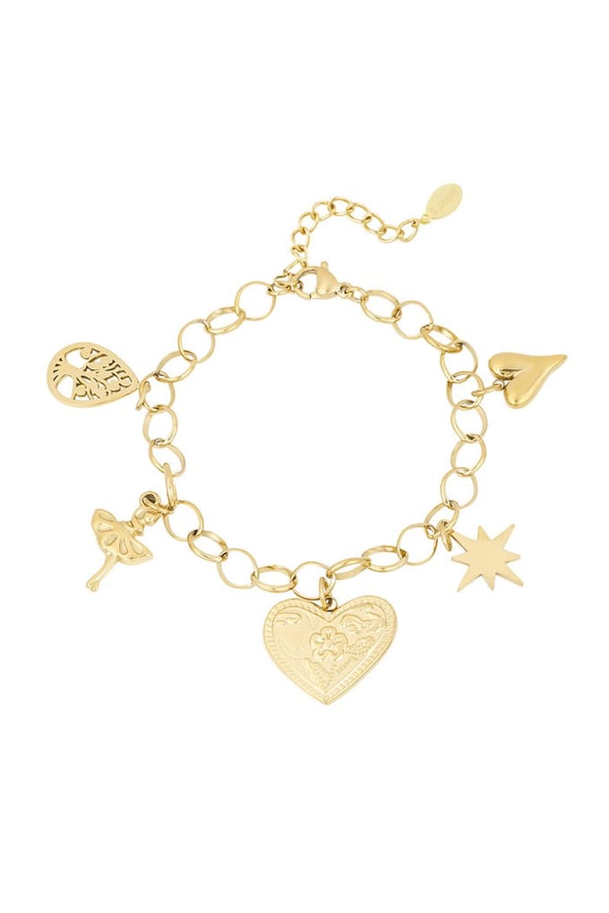 Heartfelt sparkle armband - Goudkleur- bedel armband
