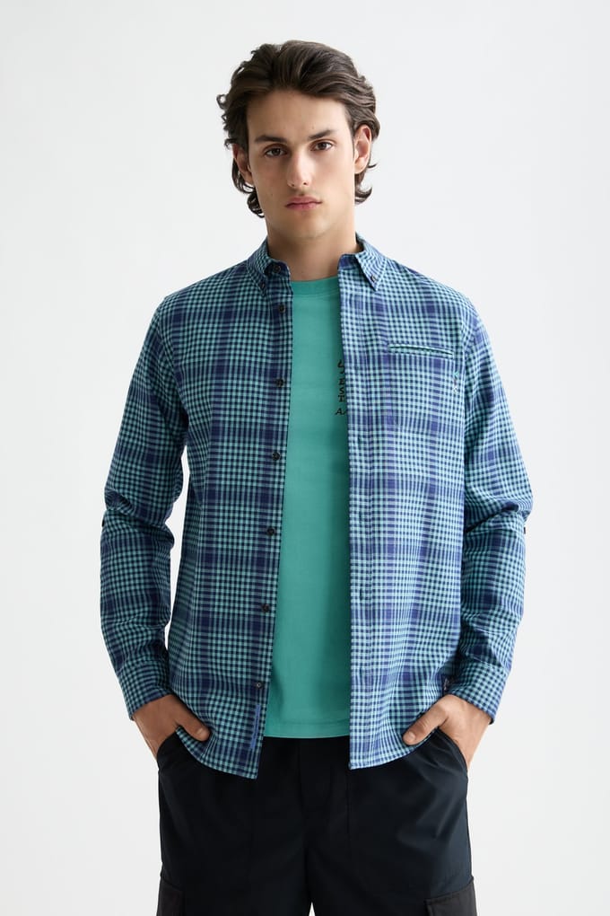 Scotch & Soda Shadow-check Double-faced Shirt Peacoat Shadow Check Taglia: S | Camicie Casual Outlet | Uomo