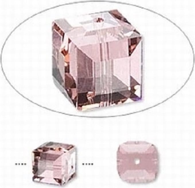 Swarovski Elements, 6 stuks kubus kralen (5901), 8mm, vintage rose
