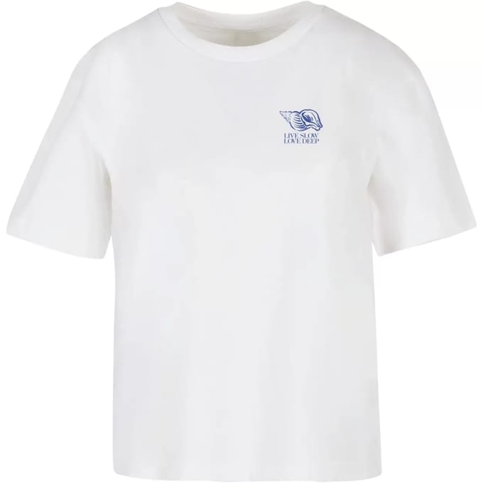Dames-T-shirt Miss Tee Live Slow Seashells