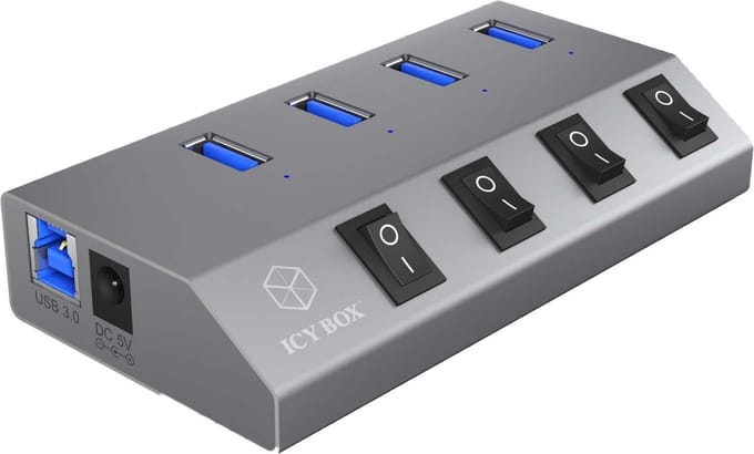 ICY BOX IB-HUB1405 USB 3.2 Gen 1 (3.1 Gen 1) Type-B 5000 Mbit/s Antraciet