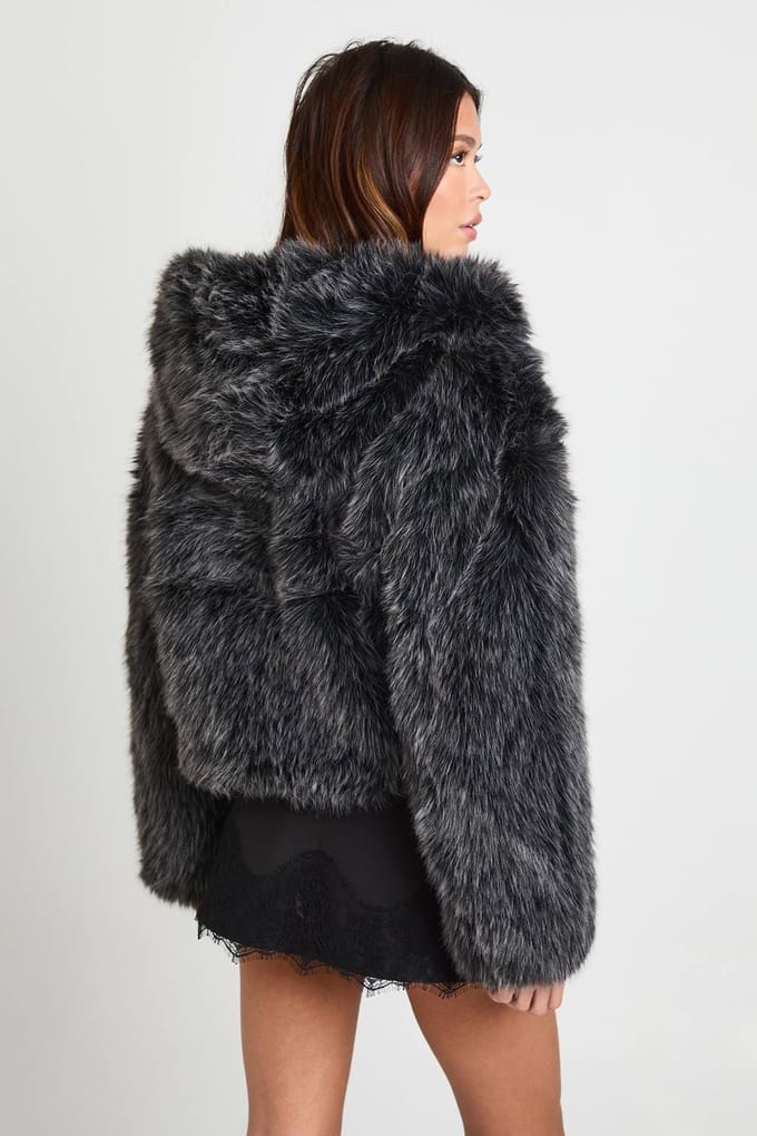 boohoo Dames Korte bontjas | Grey | Maat: 14