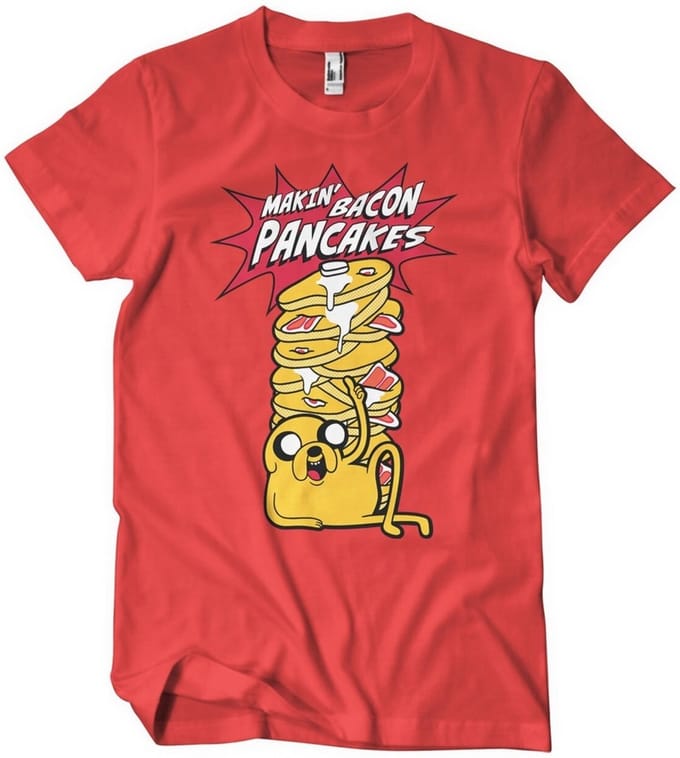 Adventure Time Makin' Bac-on -pannenkoeken T-shirt rood