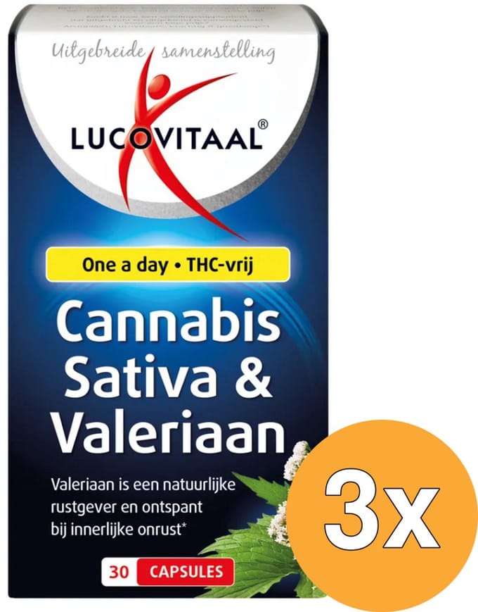 3x Lucovitaal Cannabis Sativa & Valeriaan (30 capsules)