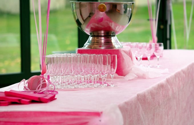 Santex Tafelkleed op rol - 2x - non woven polyester - roze - 120 cm x 10 m