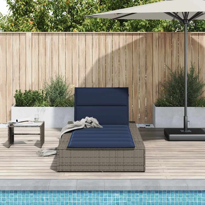vidaXL - Ligbed - met - zwevend - kussen - poly - rattan - grijs