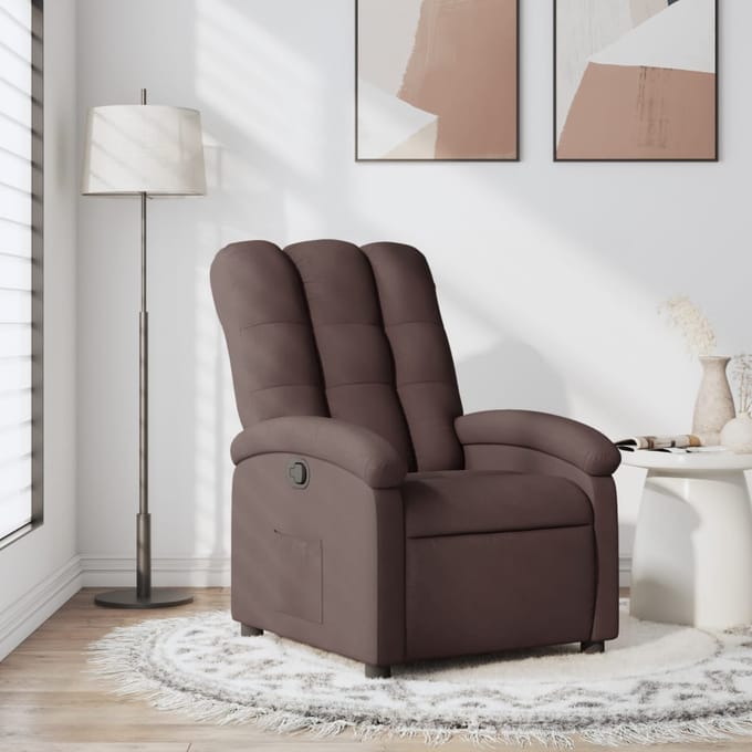 vidaXL - Fauteuil - verstelbaar - stof - donkerbruin