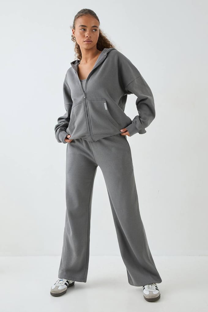 Dames Dsgn Studio Lange Rechte Pijp Joggingbroek | Houtskool | Maat: Medium