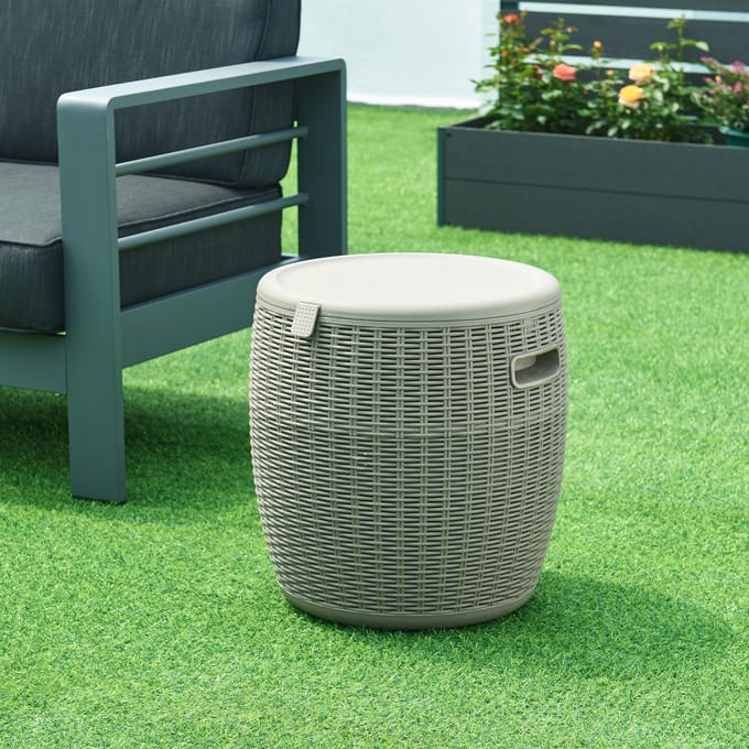 Tuinbox Avetrana koelbox rond 44xØ40 cm lichtbruin casa.pro