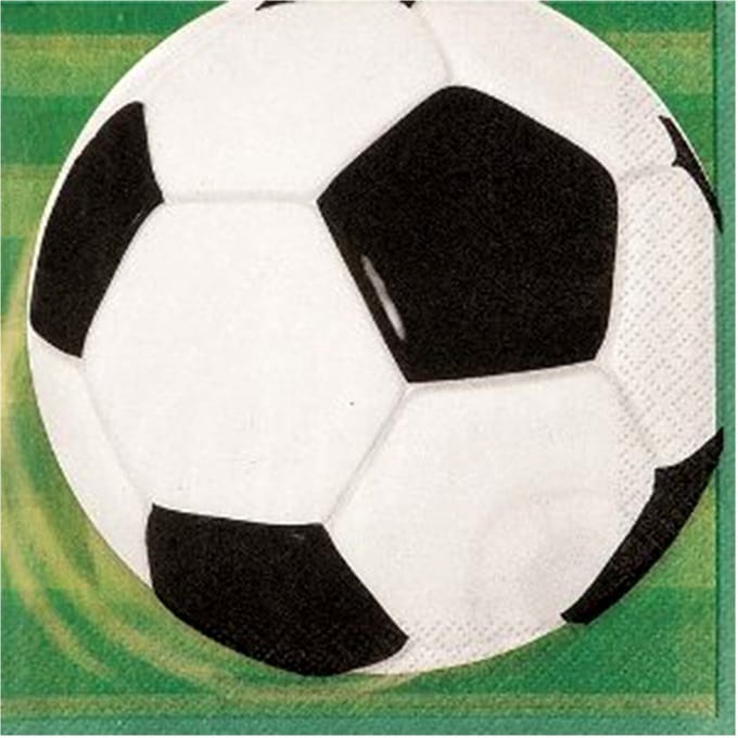 UNIQUE - 16 papieren voetbalservetten 33 x 33 cm 3D-bal
