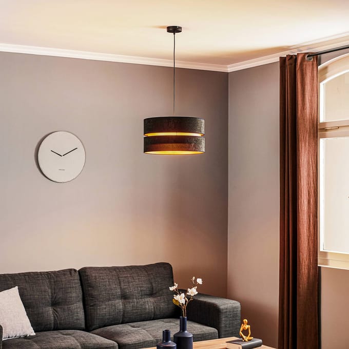 Duolla Hanglamp Duo, zwart/goud, Ø40cm, 1-lamp