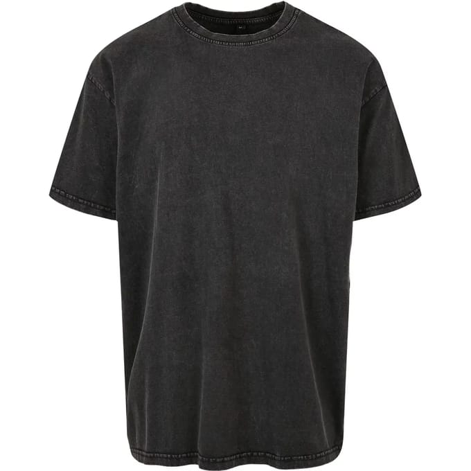 Build your Brand Acid Washed Heavy Oversize Tee BY189 - Black - S