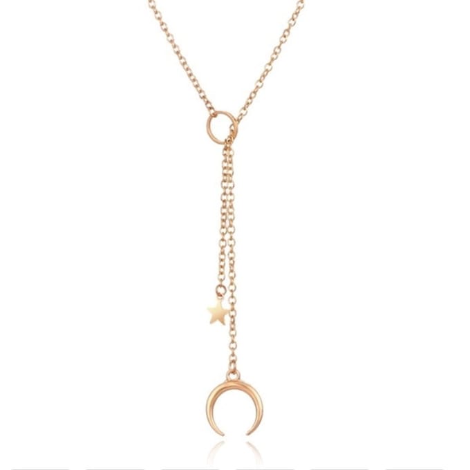 Goudkleurige dames ketting Maan Ster
