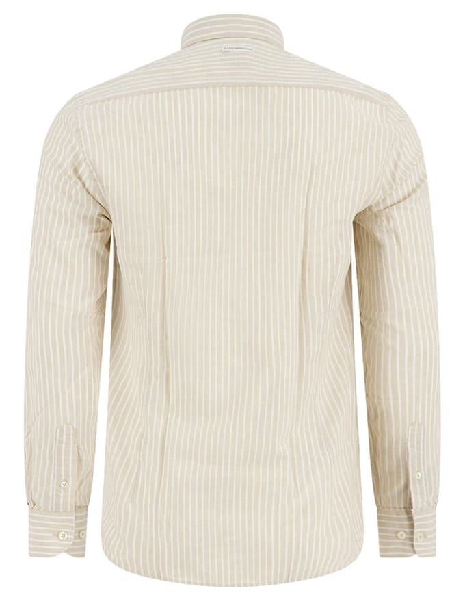 overhemd lange mouw beige strepen A Fish Named Fred semi-wide collar