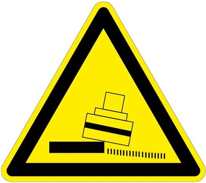 Waarschuwingsbord kantelgevaar - kunststof 150 mm