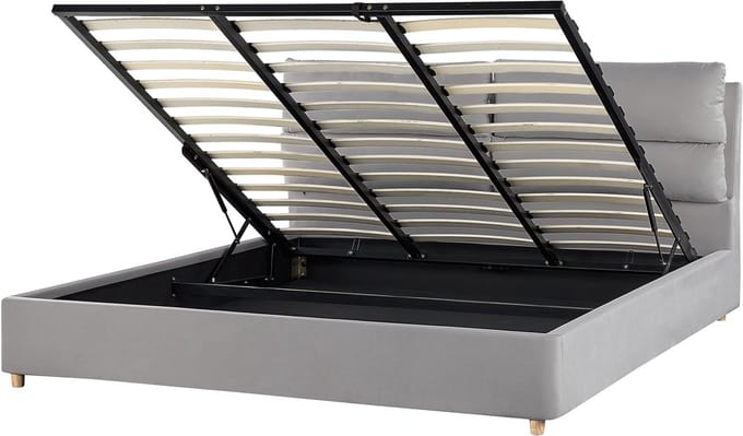 BATILLY - Tweepersoonsbed - Lichtgrijs - 180 x 200 cm - Fluweel