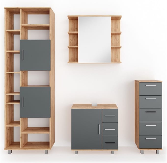 Vicco Badkamermeubel set Ilias, Eiken, 4-delig