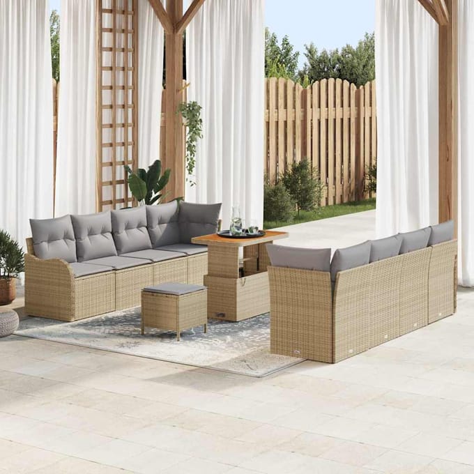 vidaXL Tuin Sofa Set 11 st 10-zits Beige