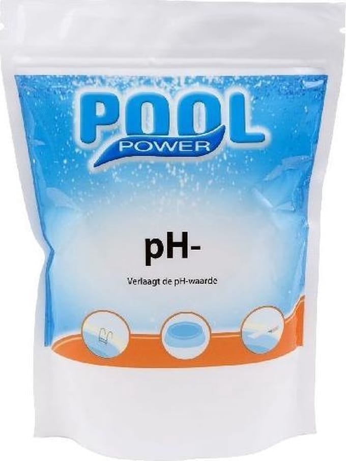 Pool Power pH Min Granulaat 500 g, pH-Verlagend Voor Zwembad, Brengt pH Naar 7,2-7,6, Snel Oplossend, Voor Optimale Chloorwerking, Wit