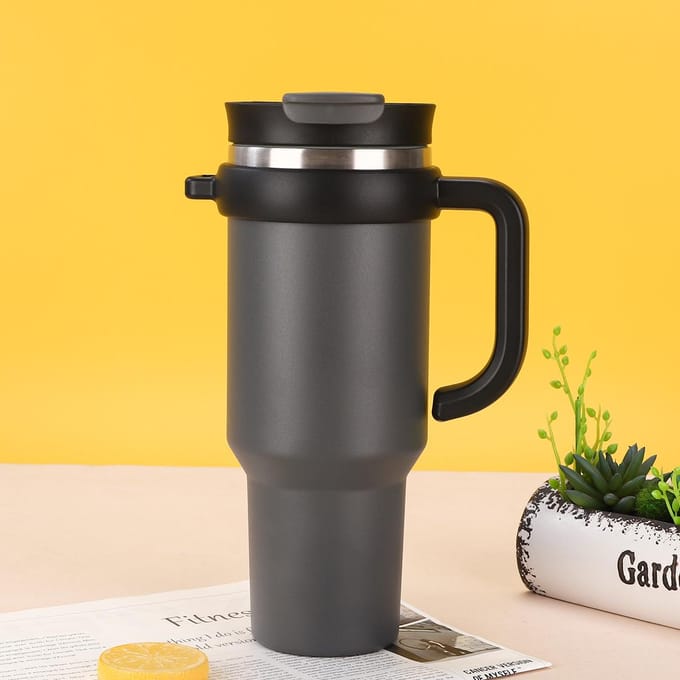 Nouvelle tasse à glace double en acier inoxydable, grande capacité, portable 40oz black