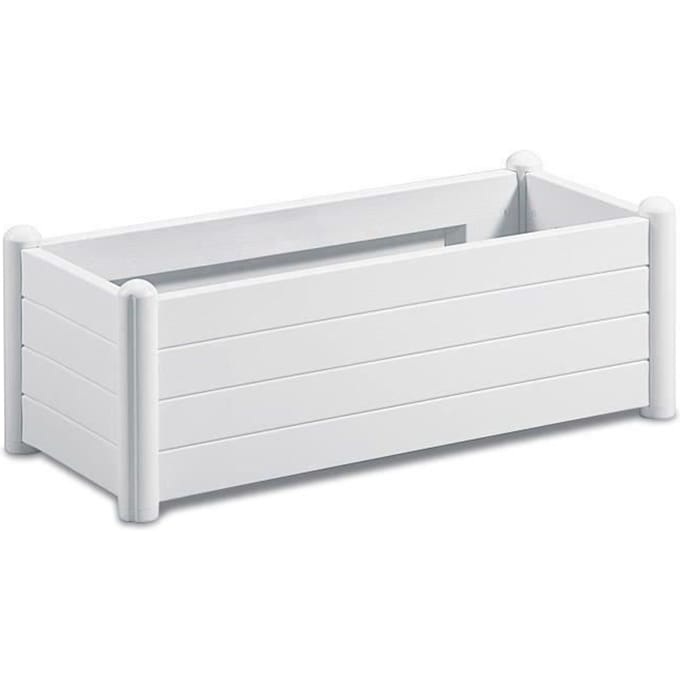 STEFANPLAST Bac a fleurs/jardiniere rectangulaire - ITALIA - Finition effet bois - 100x43xH35cm - 80L - Blanc