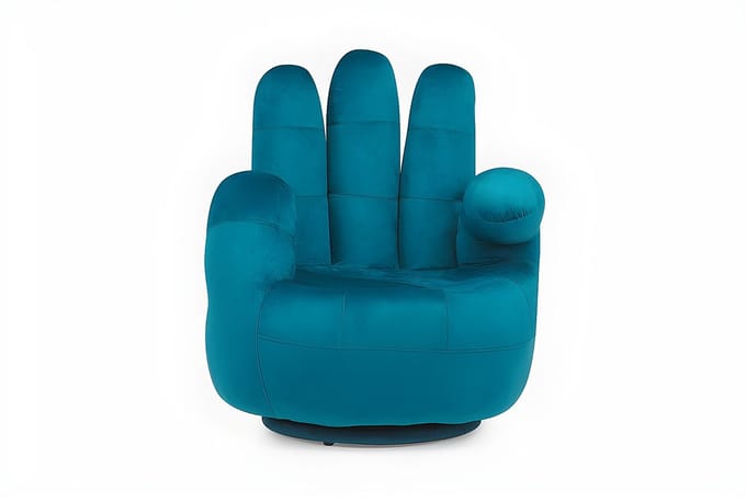 Vente-unique Draaibare fauteuil hand CATCHY van fluweel - Eendenblauw