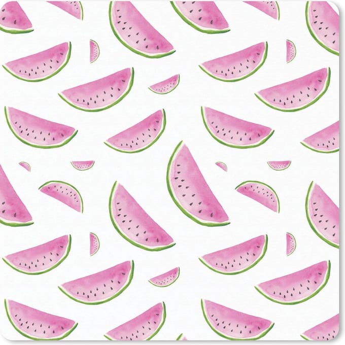 Muismat 20x20 cm - Mousepad Watermeloen - Aquarelverf - Design - Muismatten