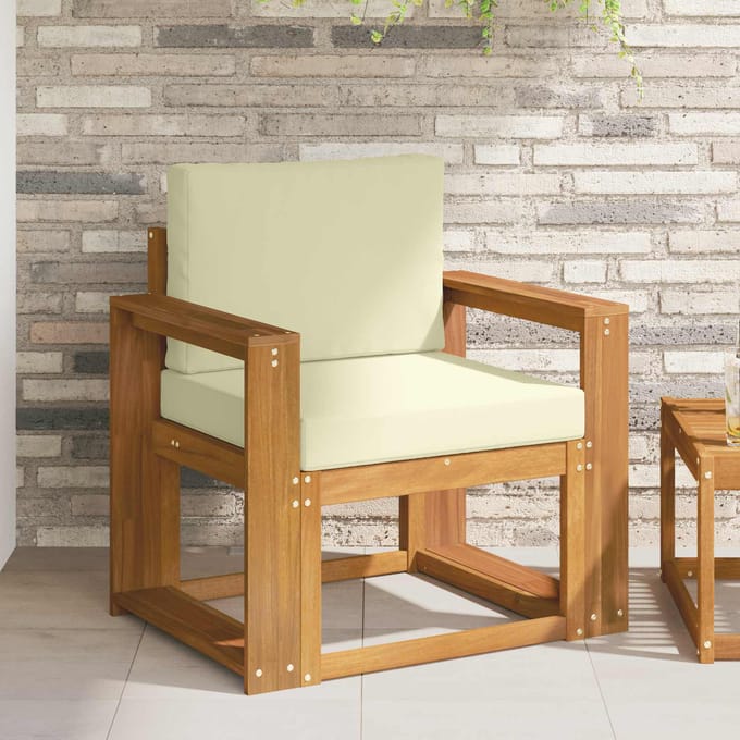 vidaXL - Buitensofa - Massief - Acacia - Hout - en - Polyester - Naturel