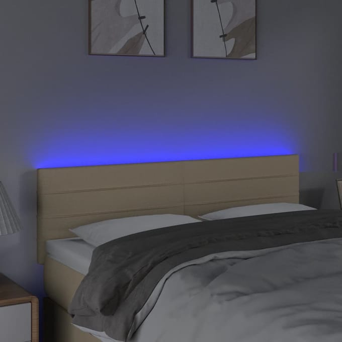 vidaXL - Hoofdbord - LED - 144x5x78/88 - cm - stof - crèmekleurig