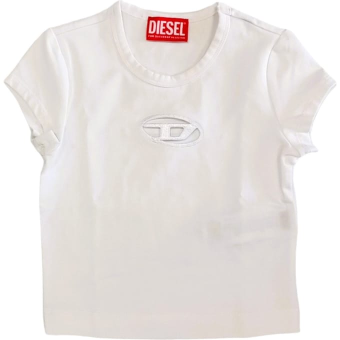 Diesel - T-shirt Bianca K100 Logo gesneden J01830 0AFAA