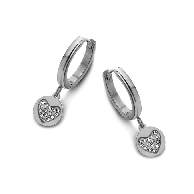 CO88 Collection Beloved 8CE-70099 Stalen Oorringen - Hart 8 mm - Zilverkleurig