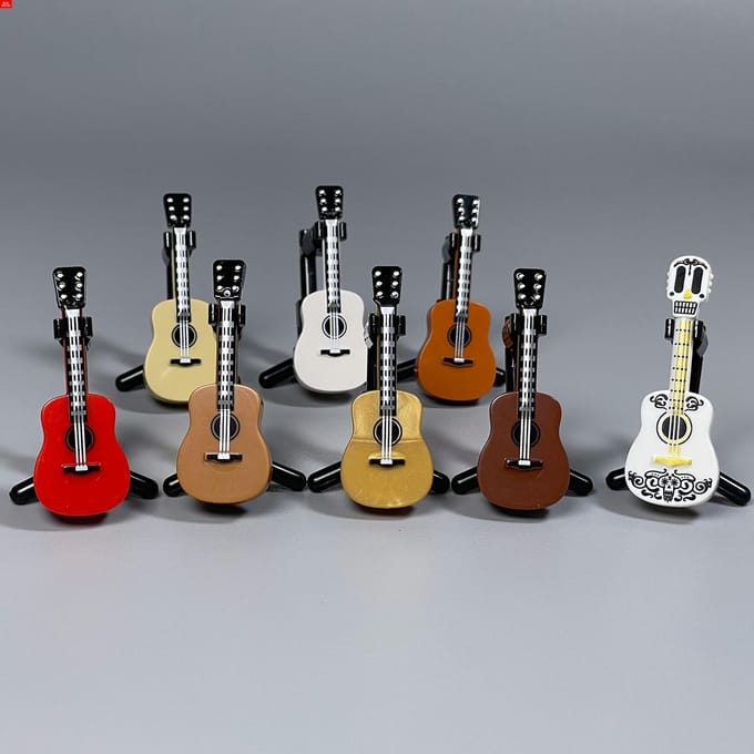 MOC Stenen Gitaarstandaard 4cm Figuur Muziekinstrumenten Bouwstenen DIY Poppen Speelgoed Ideaal Voor Kinderen Cadeaus black