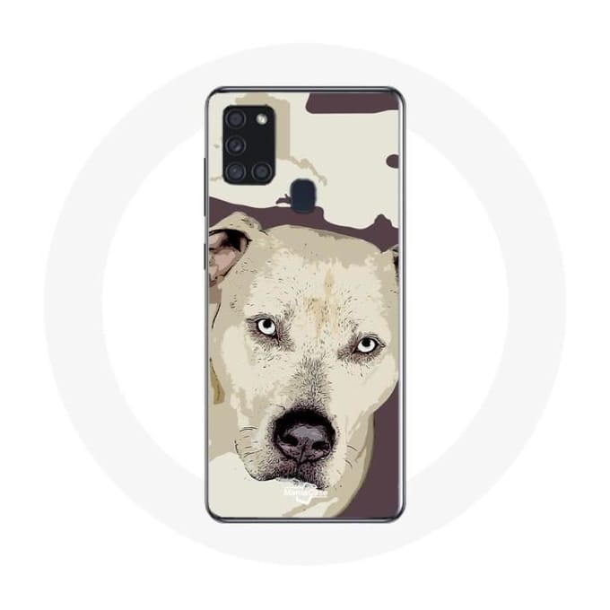 Samsung Galaxy A21S Hoesje Wit Pitbull Hond wit