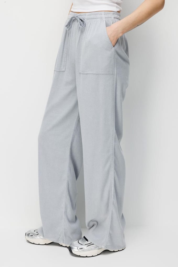 Mid Rise Rechte Pantalon van Katoen met Striksluiting