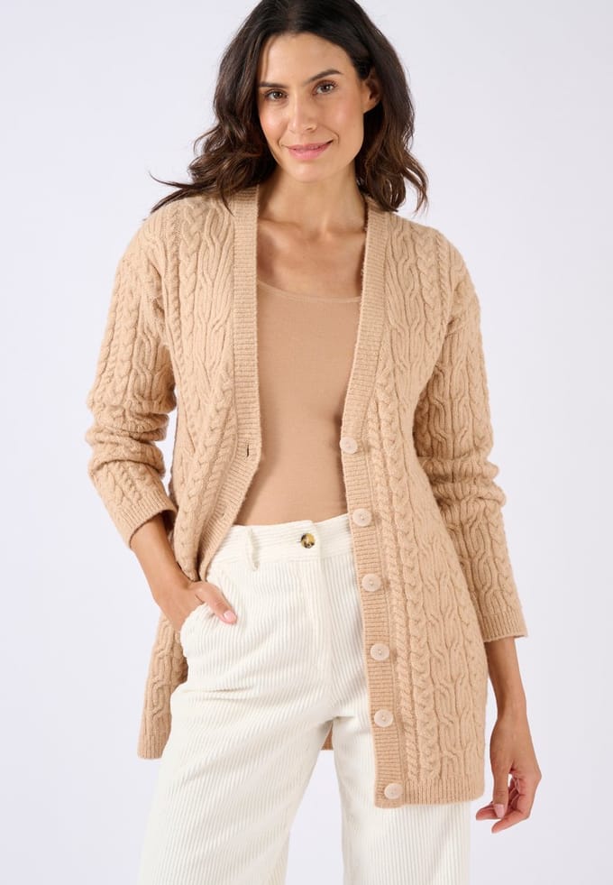 Damart - Lang vest kabelgebreid Thermolactyl - Dames - Beige - S