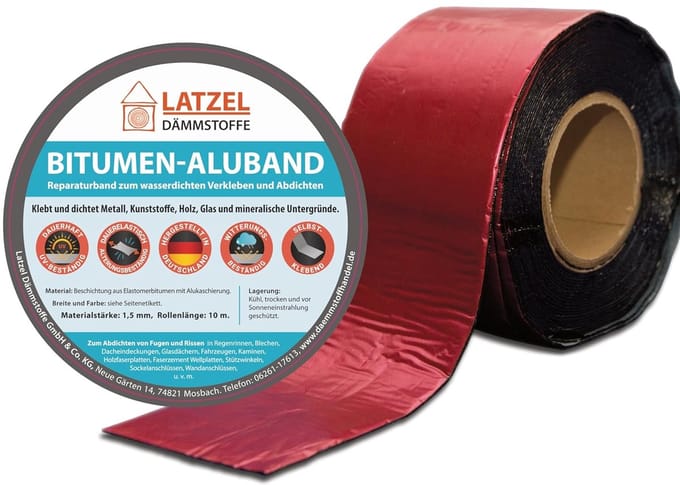 Bitumen Aluminium Tape - Waterdichte Afdichting - Dak Reparatie - Weerbestendig Elastisch - 50mm x 10 Meter - rood