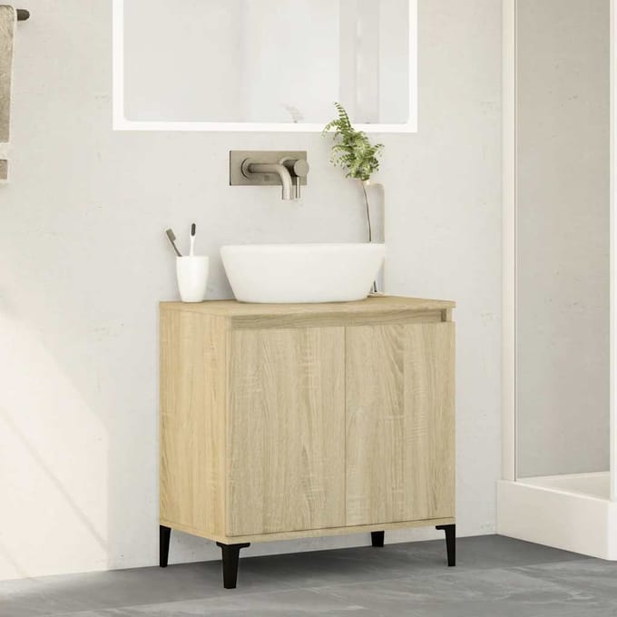 vidaXL - Wastafelkast - 58x33x60 - cm - bewerkt - hout - sonoma - eikenkleurig