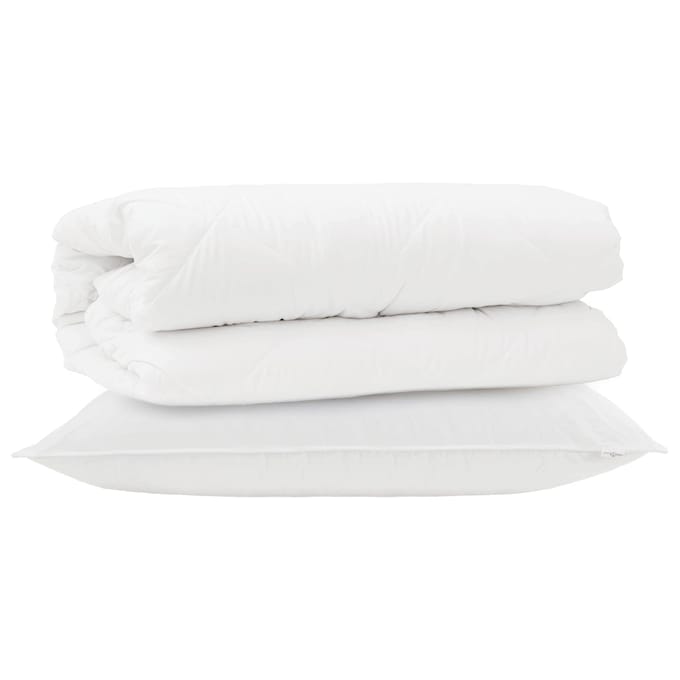 vidaXL - Deken - Set - met - kussen - 2 - st - Wit - Microvezel