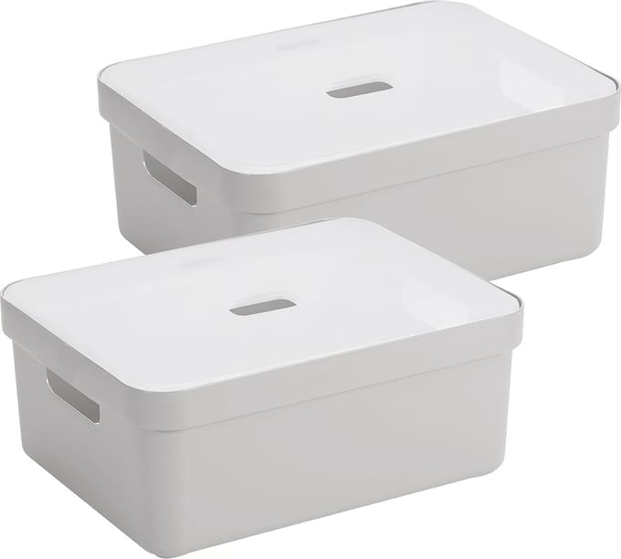 Sunware Sigma Home opbergbox 24L - Set van 2 - Grijs/Transparant