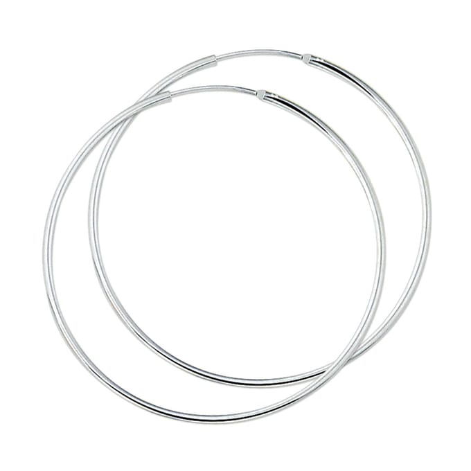 Glams oorringen ronde buis - 52 mm - Zilver