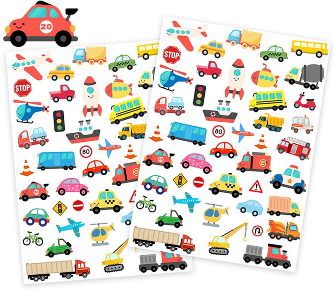 Voertuigen Stickers - 2 Grote Stickervellen - Stickers Auto's - Stickers Jongens