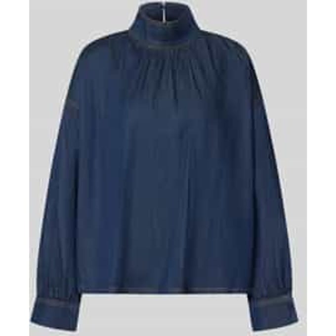 relaxed fit jeansblouse van mix van katoen en lyocell