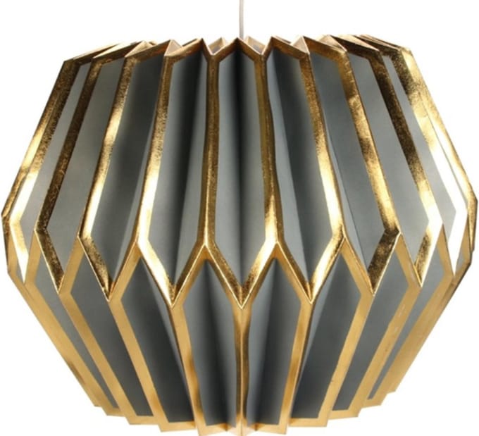 Lampion hanglamp grijs- blauw/goudkl (incl.bekabeling)