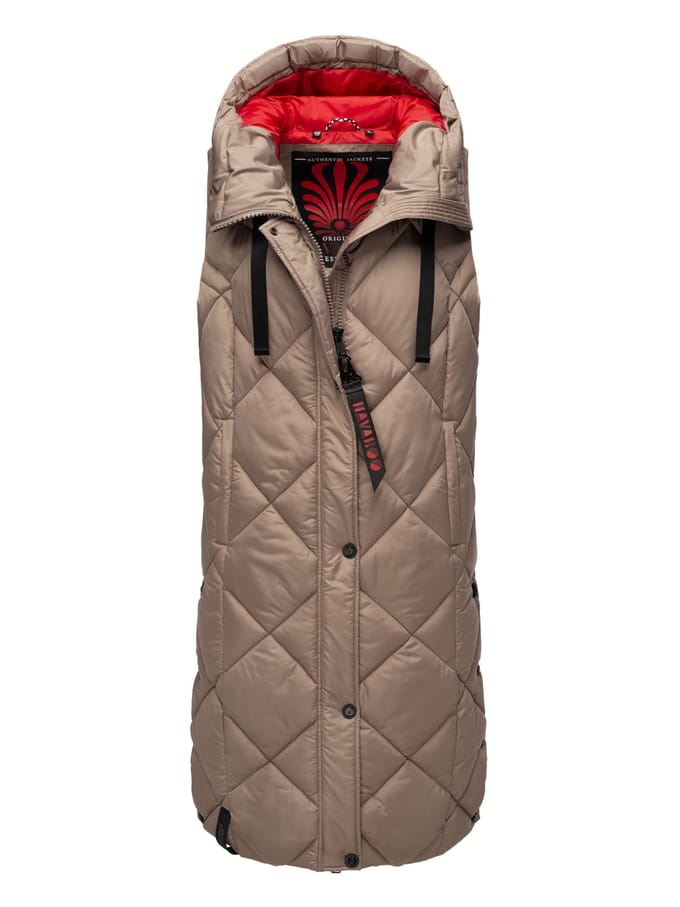 Navahoo lange dames bodywarmer Schnuckel – Modern & Met Capuchon