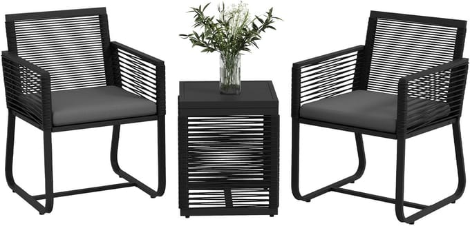 Outsunny Rattan Gartenmöbel-Set PE Rattan, Polyester Schwarz