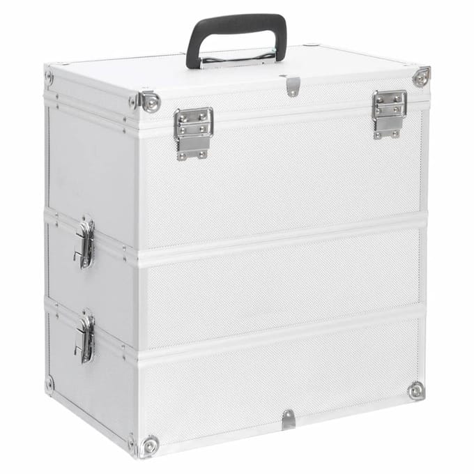 vidaXL - Make-up - koffer - 37x24x40 - cm - aluminium - zilverkleurig