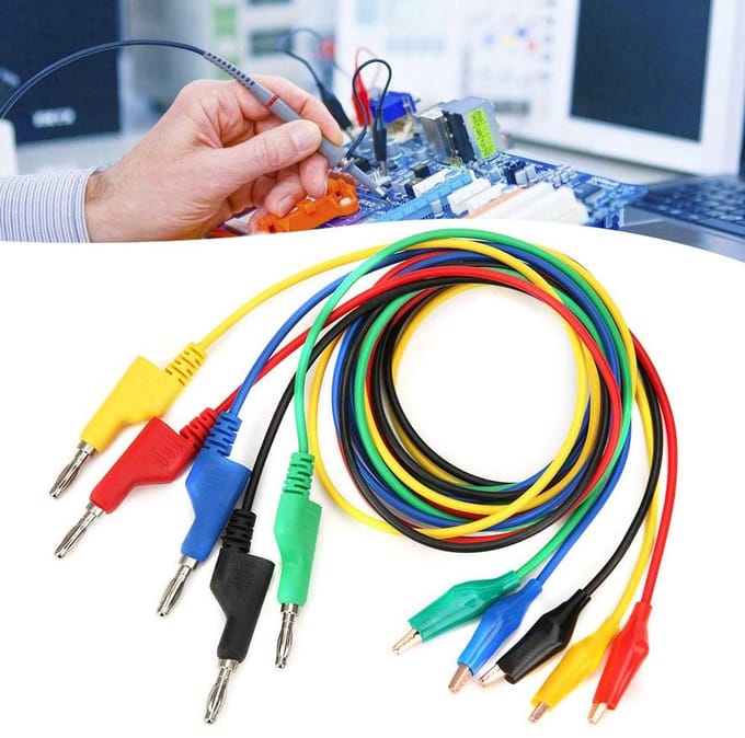 Multimeter Testkabels - Meetkabel Set - Elektrisch Onderhoud - Stapelbaar Ontwerp - 5 Stuks - Multi-color