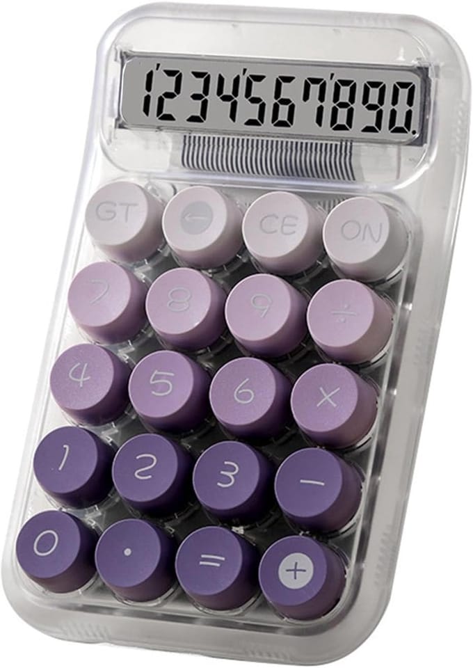 Desktop Rekenmachine - Basis Calculator - Student Kantoor - Grote Knoppen - 95 x 150 mm - Violet