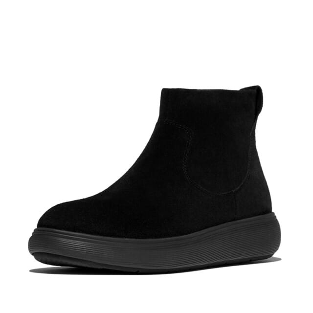 FitFlop IQ-Comff Suede Zip Ankle Boots ZWART - Maat 36