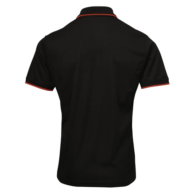 Premier Herencontrast Coolchecker Polo Shirt (Zwart/Rood)